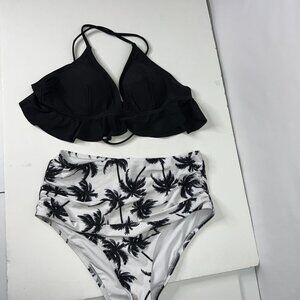 TROPICAL High Waisted Ruffle Top Bikini 2PC Women’s Size M